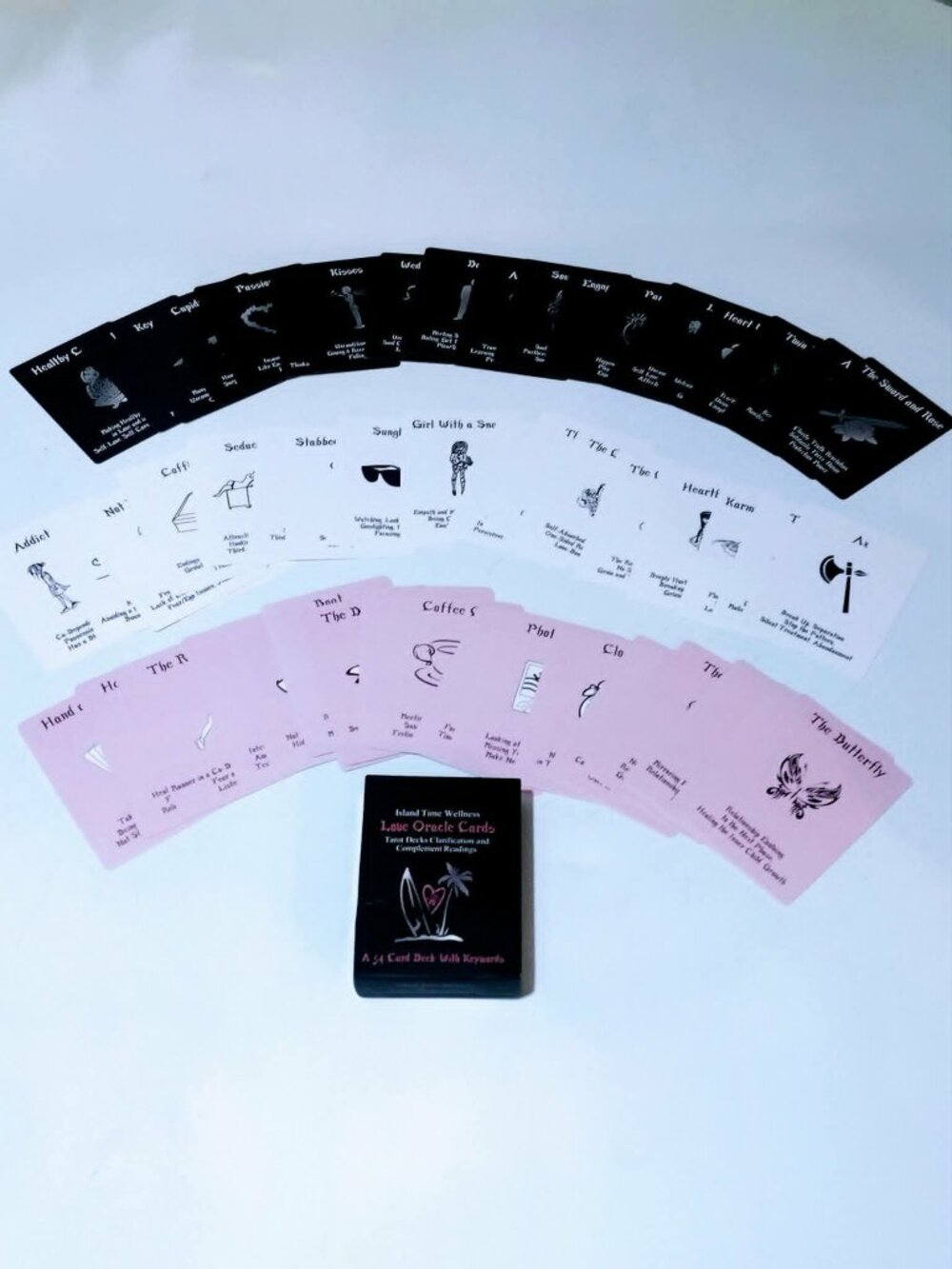 New- Neopolitan Island Time Wellness Love Oracle Cards in black card box